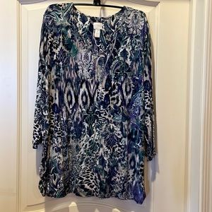 Chicos top that is nice enough to dress up or great colors to pair w/blue jeans